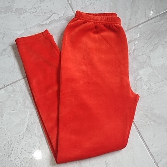 Silver Pants - High Waisted Neon Orange Velvet Leggings